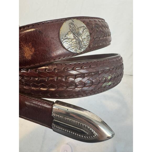 Onyx By Brighton Vintage Men’s Brown Leather Golf Concho Medallions Belt Sz 42 - Picture 1 of 11